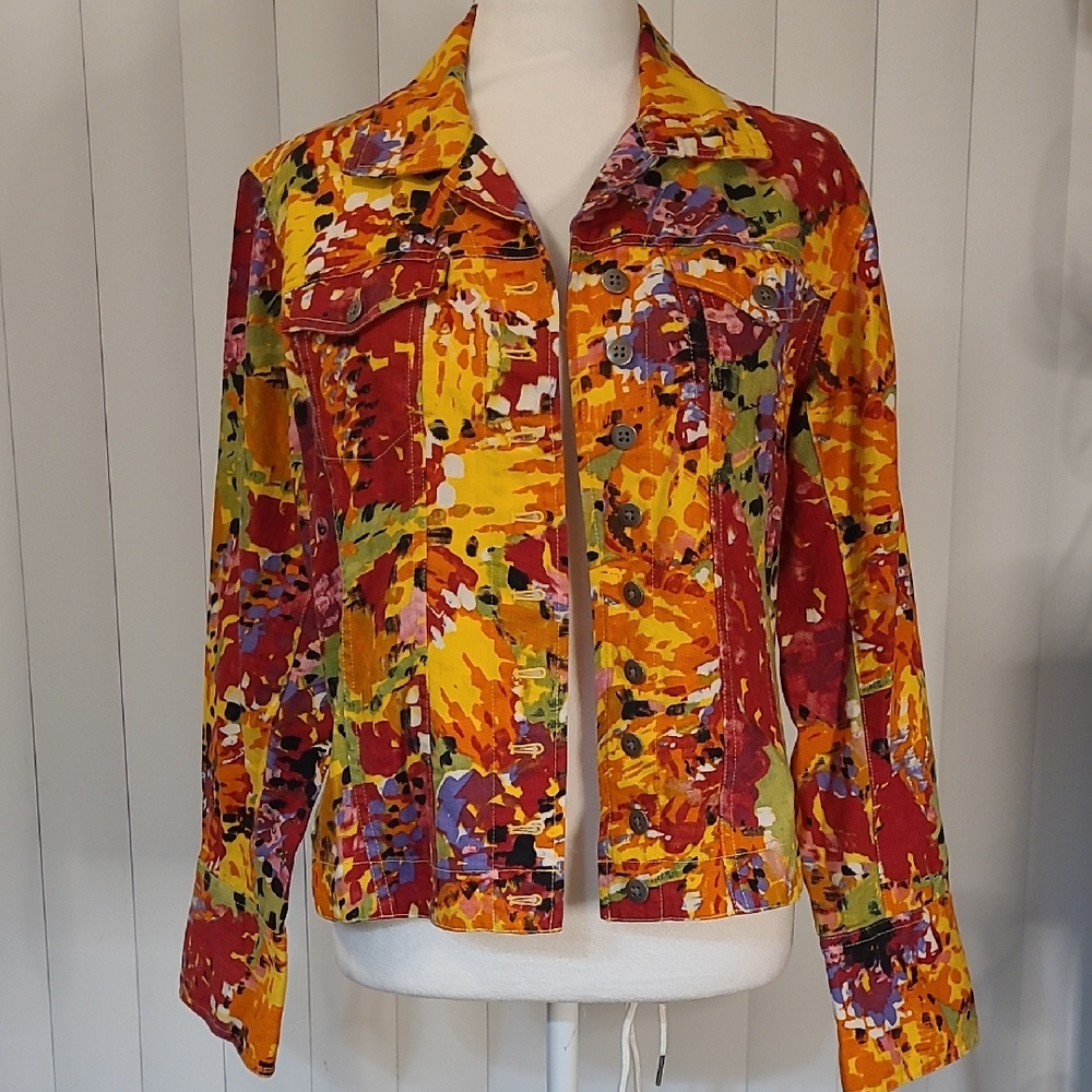 Chico's Colorful Abstract Women's Jacket
